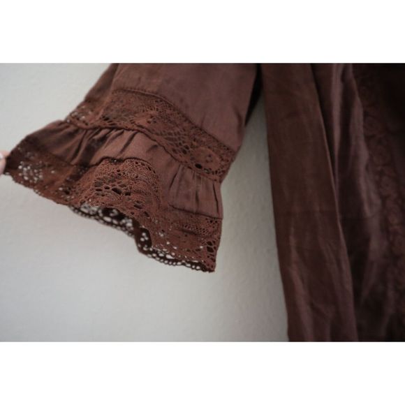 Free People OB1749516 Women's Sz S Brown Isn't She Lovely Tunic Blouse - Picture 3 of 6